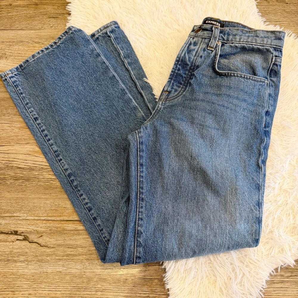 Express Button Fly Straight-Leg Jeans 100% Cotton Natural Fibers 90s Style